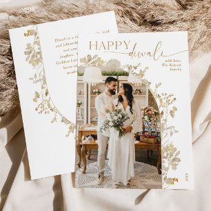 Elegant Gold Arch Photo Happy Diwali  Holiday Card
