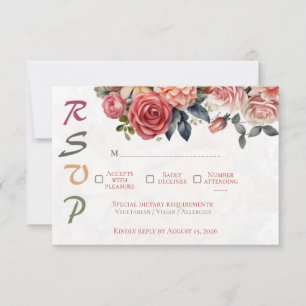 Elegant Gold Arch & Ribbon Bow Wedding RSVP Card