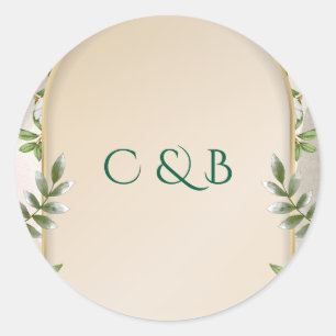 Elegant Gold Arch White Floral Wedding Sticker