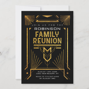 Elegant Gold Art Deco Family Reunion Invitation