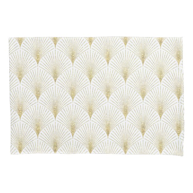 Elegant Gold Art-deco Geometric Pattern Pillowcase (Front)
