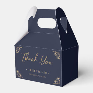 Elegant gold Art Deco on blue wedding  Favour Box