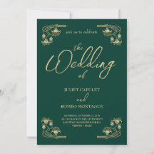 Elegant gold Art Deco on green All In One wedding