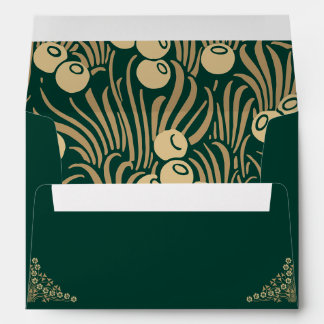Elegant gold Art Deco on green wedding invitation Envelope