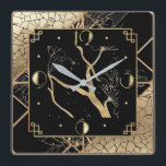 Elegant Gold art deco Square Wall Clock<br><div class="desc">Great clock design. you will love it like others. Be free to use this design for other product you like or to customise and add your text. Follow me for more. Thank you. Have a nice day.</div>