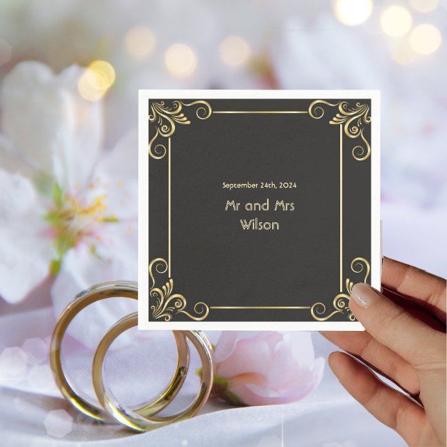 Elegant Gold Art Deco Vintage Cocktail Dinner  Napkin (Creator Uploaded)