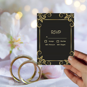 Elegant Gold Art Deco Vintage RSVP Card