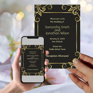 Elegant Gold Art Deco Vintage Wedding   Invitation