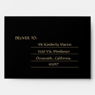 Elegant Gold Art Deco Wedding Return Address Envelope
