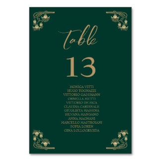 Elegant gold Art Deco wedding Table sitting chart Number