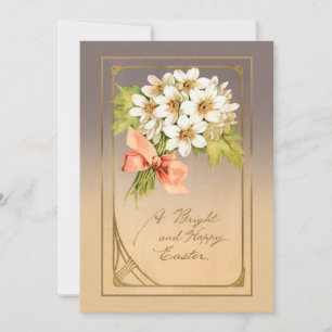 Elegant Gold Art Nouveau Easter Floral Holiday Card