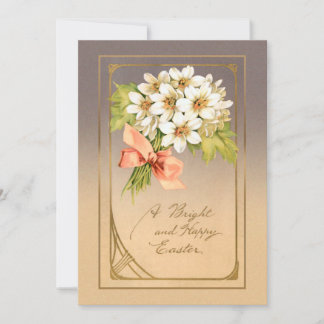 Elegant Gold Art Nouveau Easter Floral Holiday Card