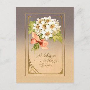 Elegant Gold Art Nouveau Easter Floral Postcard
