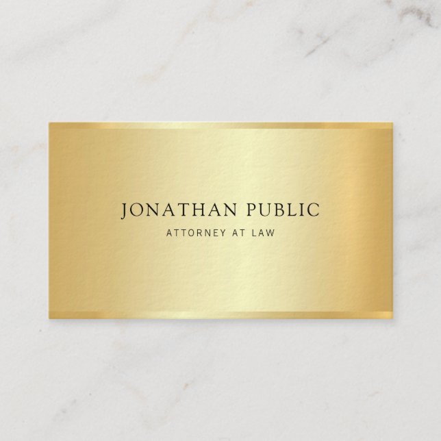 Elegant Gold Attorney Lawyer Template Law Office Business Card (Front)