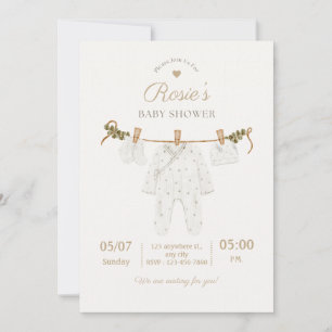 Elegant Gold Baby Bodysuit Shower Invitation