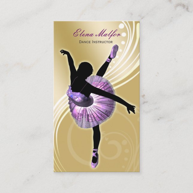 elegant gold ballerina Business card (Front)