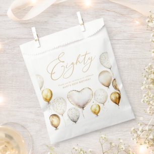 Elegant Gold Balloon 80th Birthday Party Favour Bag