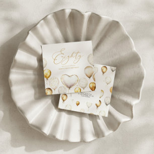 Elegant Gold Balloon 80th Birthday Party Invitation