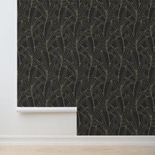 Elegant Gold Bamboo Foliage Wallpaper