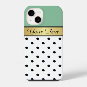 Elegant Gold Band Green Mint Custom Text iPhone Case