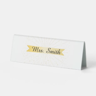 Elegant Gold Banner Wedding Placement Card