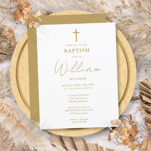 Elegant Gold Baptism Christening Invitation Postcard