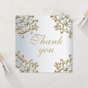 Elegant Gold Baroque Border On Silver Wedding 