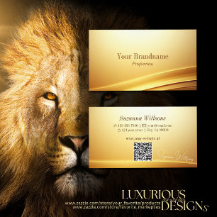 Elegant Gold Beige Curve Decor with QR Code Noble Business Card