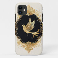 Elegant Gold Bird in Ornate Vintage Frame