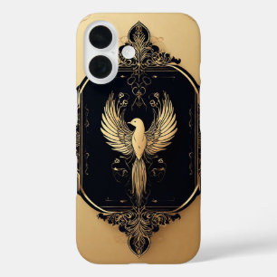Elegant Gold Bird in Ornate Vintage Frame iPhone 16 Case