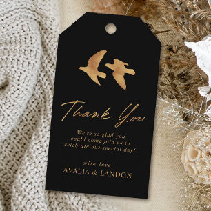 Elegant Gold Birds Wedding Thank You Gift Tags