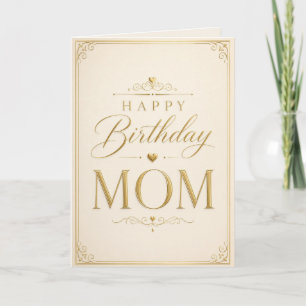 Elegant Gold Birthday Card for Mom