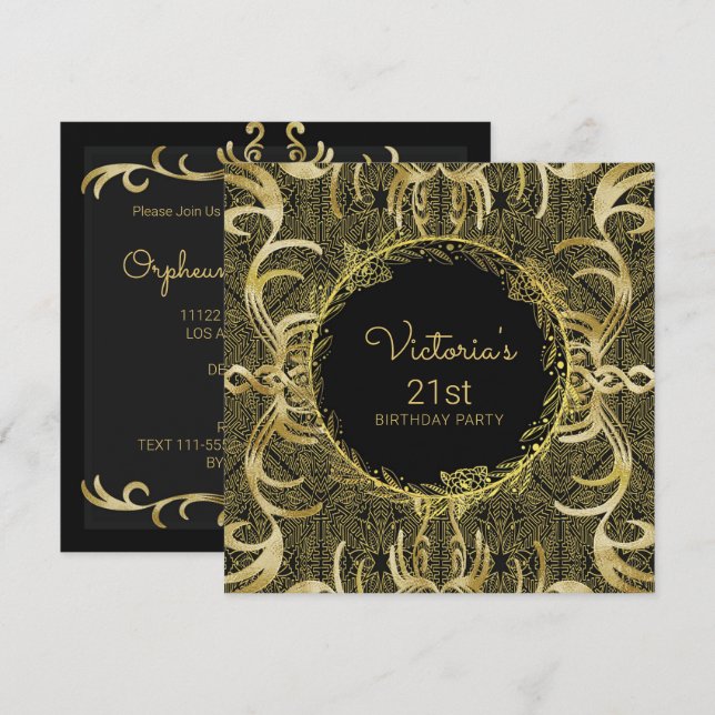 Elegant Gold Birthday Invitation (Front/Back)