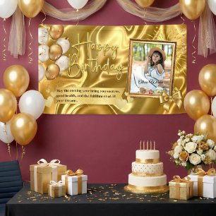 Elegant Gold Birthday Party  Banner