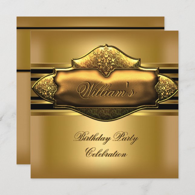 Elegant Gold Birthday Party Mens 60th Invitation (Front/Back)