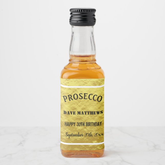 Elegant Gold Birthday Wedding Custom Liquor Bottle Label (Front)