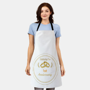 Elegant Gold & Black 1st Wedding Anniversary  Apron