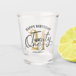 Elegant Gold & Black 21st Birthday  Shot Glass<br><div class="desc">Trendy 21st Birthday Calligraphy Personalized Shot Glass. Design features calligraphy script twenty one ,  number 21 in gold. Personalize with a name or text of your choice. Perfect for celebrating 21st Birthday.</div>