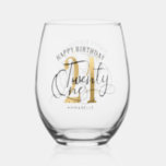 Elegant Gold & Black 21st Birthday  Stemless Wine Glass<br><div class="desc">Trendy 21st Birthday Calligraphy Personalised Wine Glass. Design features calligraphy script twenty one ,  number 21 in gold. Personalise with a name or text of your choice. Perfect for celebrating 21st Birthday.</div>