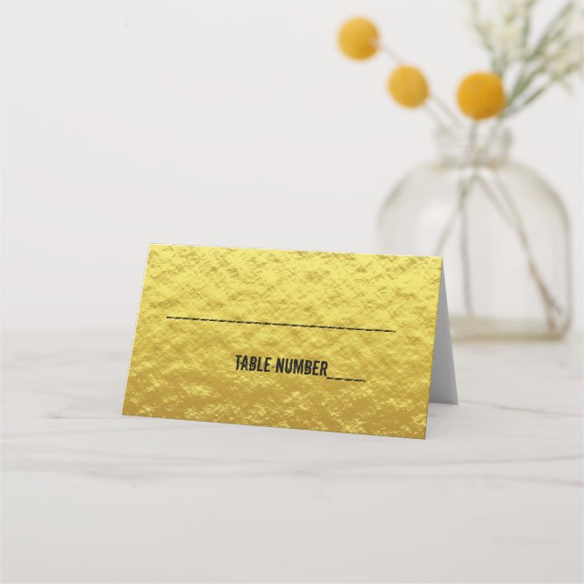 Elegant Gold & Black 50 Birthday Party Place Card (Front)