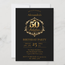 Elegant Gold Black 50th Birthday Celebration