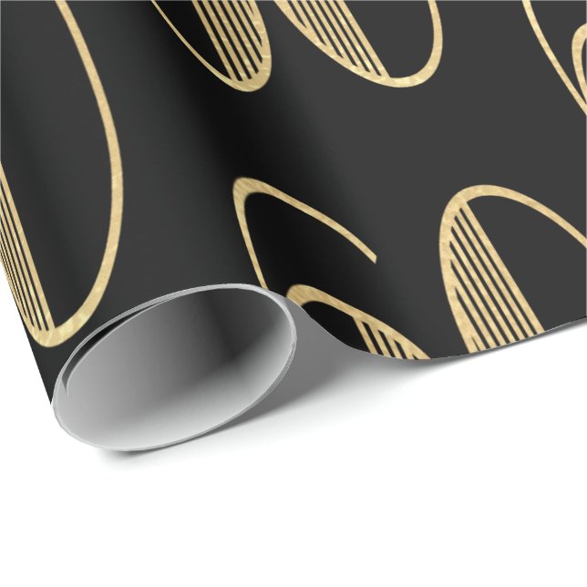 Elegant Gold & Black 60th Birthday Wrapping Paper (Roll Corner)