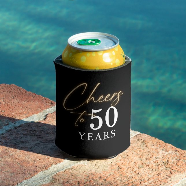 Elegant Gold & Black Adult Birthday Party Favor Can Cooler (In Situ Pool)