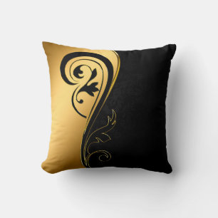 Elegant Gold Black and a Pop of Colour Cushion
