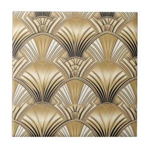 Elegant gold black art deco pattern ceramic tile