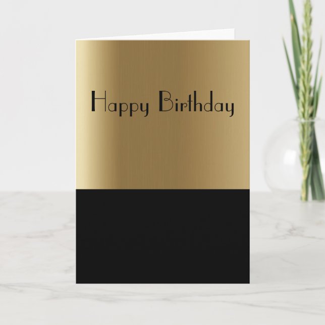 Elegant Gold & Black Birthday Card (Front)