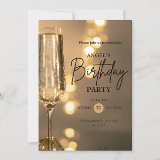 Elegant Gold Black Birthday Invitation