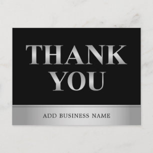 Elegant Gold Black Business w/ LOGO - THANK YOU Postcard
