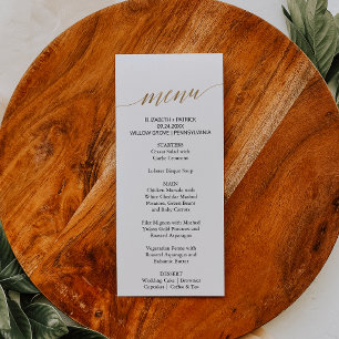 Elegant Gold & Black Calligraphy Dinner Menu Card