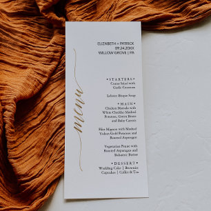 Elegant Gold & Black Calligraphy Dinner Menu Card